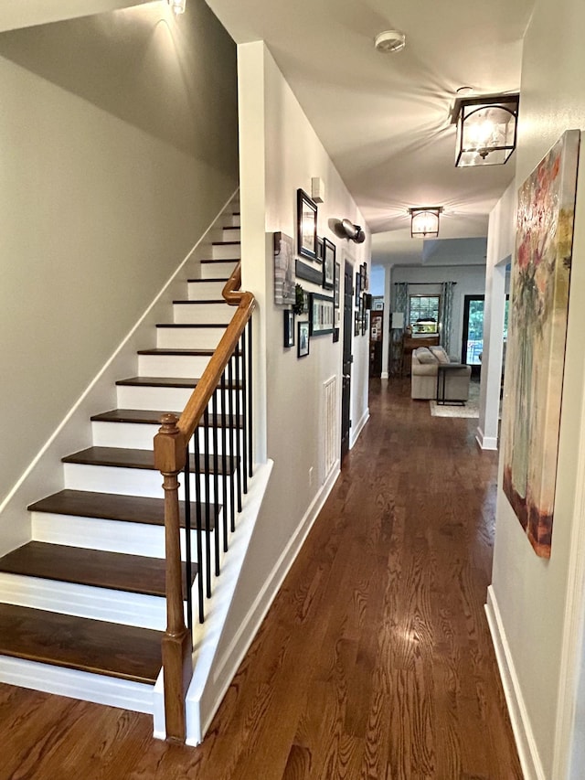 605 Nevins Pl, Nolensville, TN 37135 - corridor with wood finished floors, stairs, and baseboards