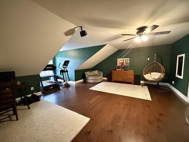 605 Nevins Pl, Nolensville, TN 37135 - additional living space with wood finished floors, a ceiling fan, baseboards, and vaulted ceiling