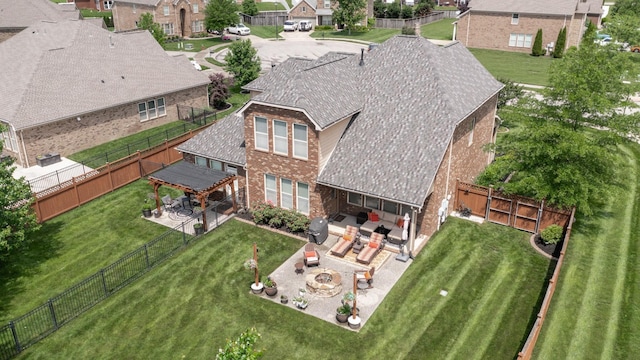 bird's eye view with a residential view
