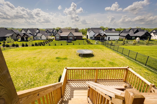 exterior space featuring a residential view, a deck, and a fenced backyard