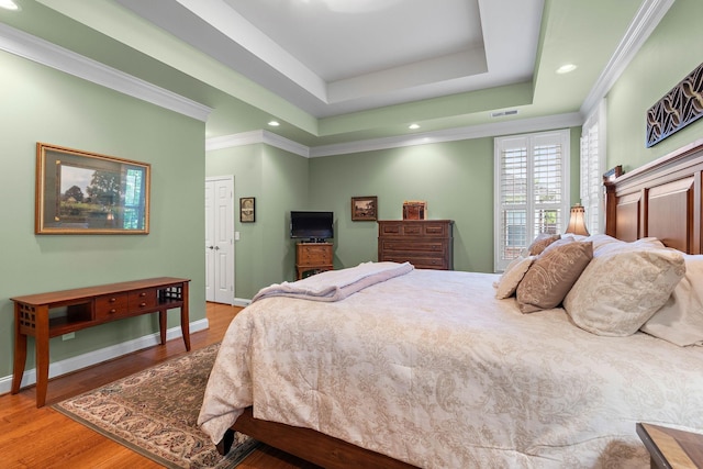 1230 Chickadee Cir, Hermitage, TN 37076 - bedroom with a tray ceiling, recessed lighting, visible vents, and wood finished floors