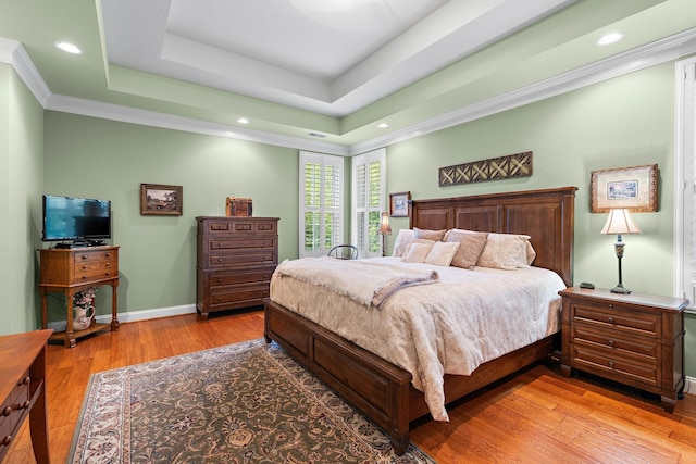 1230 Chickadee Cir, Hermitage, TN 37076 - bedroom featuring light wood finished floors, a raised ceiling, baseboards, and recessed lighting
