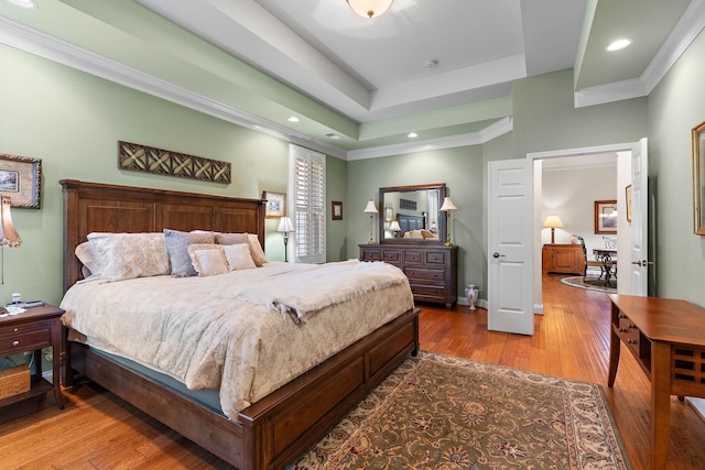 1230 Chickadee Cir, Hermitage, TN 37076 - bedroom with a tray ceiling, light wood-style flooring, baseboards, and recessed lighting