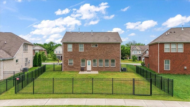 3157 Rift Ln, Murfreesboro, TN 37130 - rear view of house featuring a residential view, central AC unit, brick siding, and a patio area