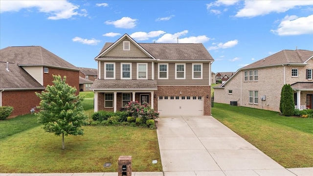 3157 Rift Ln, Murfreesboro, TN 37130 - craftsman house featuring brick siding, concrete driveway, an attached garage, and a front lawn
