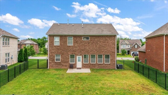 3157 Rift Ln, Murfreesboro, TN 37130 - back of property with a patio, central air condition unit, brick siding, and a residential view