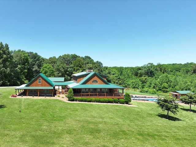 375 Good Hope Rd, Leoma, TN 38468 - view of front of house featuring a front yard, a view of trees, and a pool