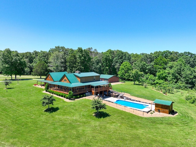 375 Good Hope Rd, Leoma, TN 38468 - rear view of house with an outdoor pool, a deck, and an outdoor structure