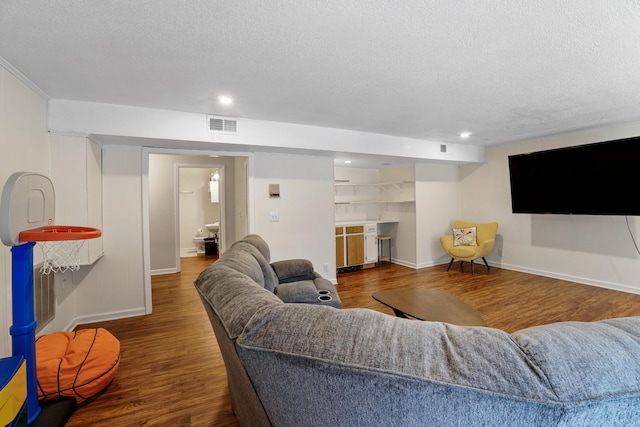 5024 Lakeridge Dr, Old Hickory, TN 37138 - living room featuring baseboards, a textured ceiling, wood finished floors, and recessed lighting