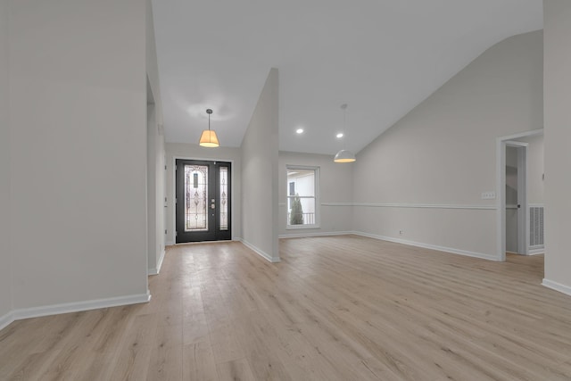 4048 Lancashire Dr, Antioch, TN 37013 - entrance foyer with light wood finished floors, baseboards, recessed lighting, and high vaulted ceiling