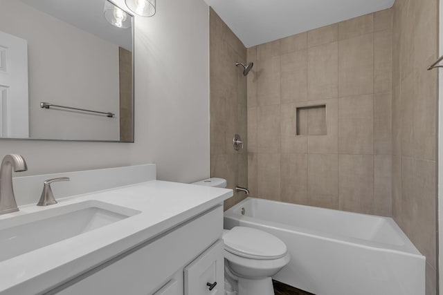 4048 Lancashire Dr, Antioch, TN 37013 - bathroom with vanity, toilet, and washtub / shower combination