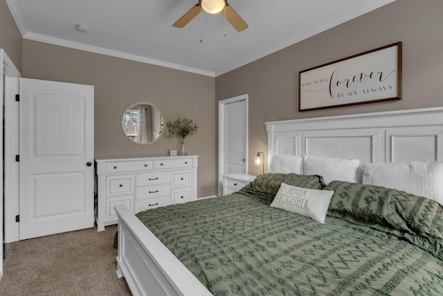 1803 Villa Cir, Lebanon, TN 37090 - bedroom featuring carpet flooring, a ceiling fan, and ornamental molding