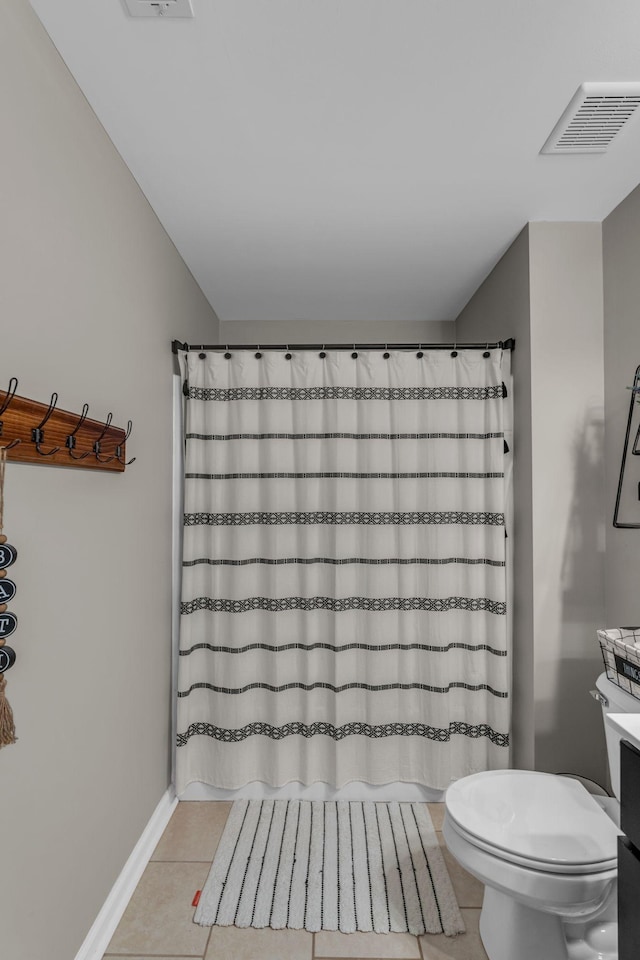 1803 Villa Cir, Lebanon, TN 37090 - bathroom featuring toilet, a shower with shower curtain, visible vents, tile patterned flooring, and vanity