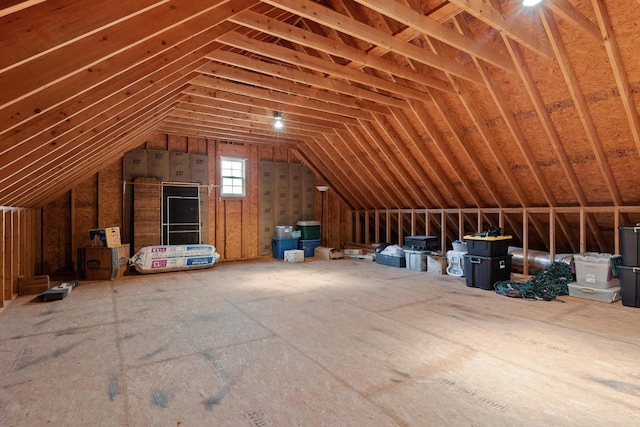 view of unfinished attic