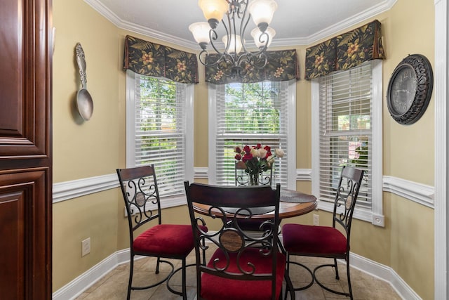 4006 Greentree Ct W, Smyrna, TN 37167 - dining room featuring a chandelier, crown molding, and baseboards