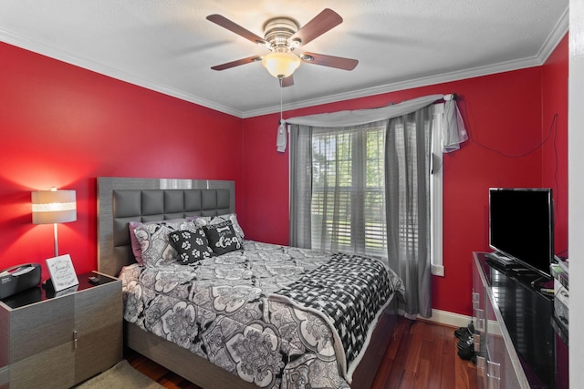 4006 Greentree Ct W, Smyrna, TN 37167 - bedroom featuring hardwood / wood-style flooring, baseboards, ornamental molding, and ceiling fan