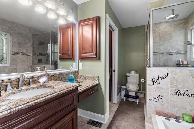 4006 Greentree Ct W, Smyrna, TN 37167 - full bath featuring a stall shower, vanity, toilet, tile patterned flooring, and a bath