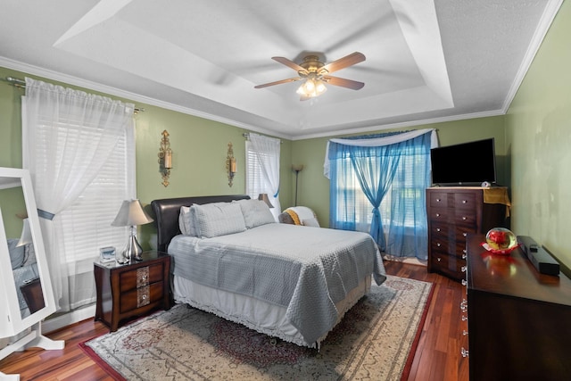 4006 Greentree Ct W, Smyrna, TN 37167 - bedroom with a tray ceiling, wood finished floors, crown molding, and ceiling fan
