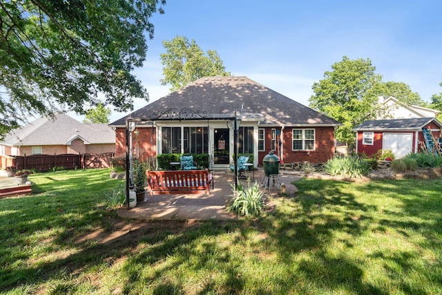 4006 Greentree Ct W, Smyrna, TN 37167 - rear view of property featuring a patio area, a storage shed, an outdoor structure, and brick siding