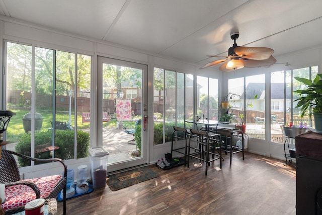 4006 Greentree Ct W, Smyrna, TN 37167 - sunroom / solarium featuring wood finished floors, a ceiling fan, and healthy amount of natural light