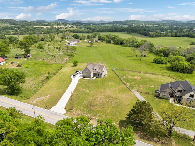 aerial view with a rural view and a mountain view