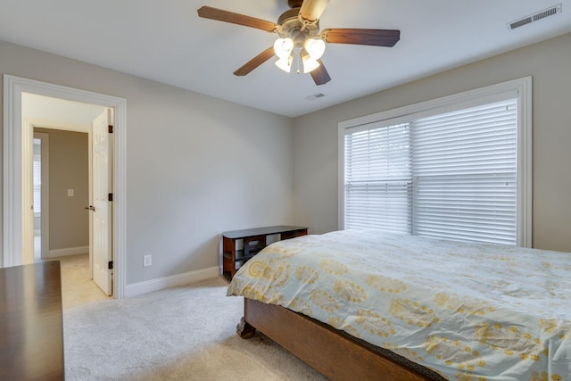 2808 Wynthrope Hall Dr N, Murfreesboro, TN 37129 - bedroom featuring baseboards, ceiling fan, visible vents, and light colored carpet