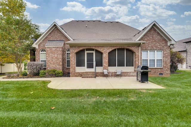 2808 Wynthrope Hall Dr N, Murfreesboro, TN 37129 - rear view of property with a shingled roof, a yard, brick siding, entry steps, and a patio area