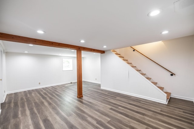 411 Rosehill Ct, Goodlettsville, TN 37072 - basement featuring baseboards, stairway, and wood finished floors