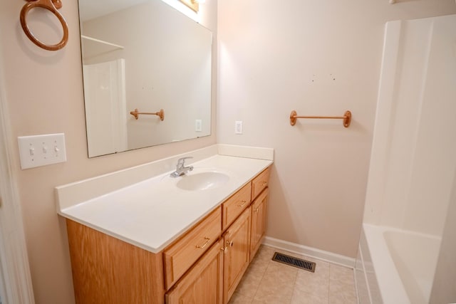 1876 Fall River Rd, Lawrenceburg, TN 38464 - full bath featuring vanity, tile patterned flooring, and baseboards