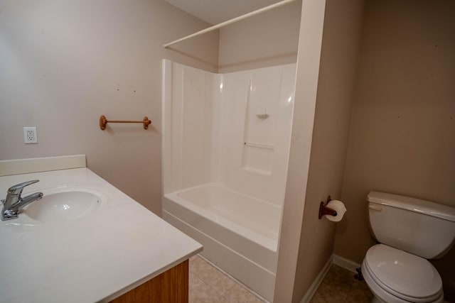 1876 Fall River Rd, Lawrenceburg, TN 38464 - full bath featuring toilet, tile patterned floors, vanity, baseboards, and tub / shower combination