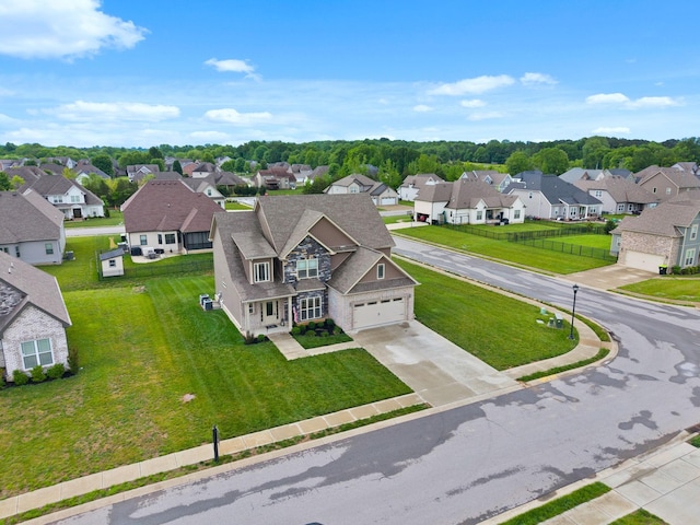 bird's eye view with a residential view