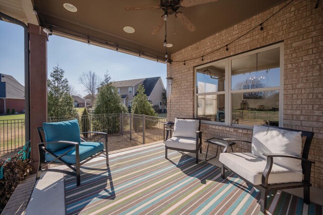 deck featuring ceiling fan