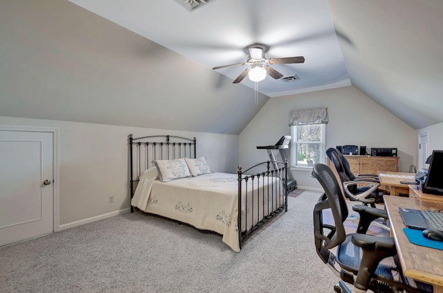 121 Grassland Dr, Gallatin, TN 37066 - bedroom featuring carpet flooring, lofted ceiling, a desk, baseboards, and a ceiling fan