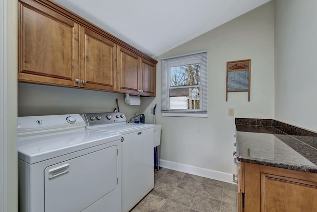 121 Grassland Dr, Gallatin, TN 37066 - laundry room featuring cabinet space, separate washer and dryer, and baseboards