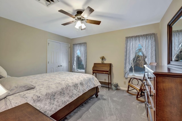 121 Grassland Dr, Gallatin, TN 37066 - bedroom featuring carpet, baseboards, a closet, and a ceiling fan