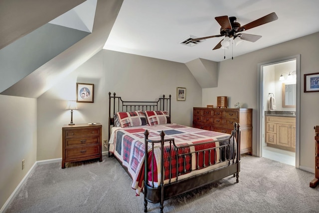 121 Grassland Dr, Gallatin, TN 37066 - carpeted bedroom with ensuite bath, a ceiling fan, and baseboards