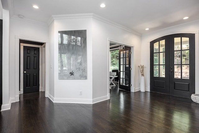 716 Split Rail Dr, Brentwood, TN 37027 - foyer with french doors, wood finished floors, baseboards, recessed lighting, and crown molding
