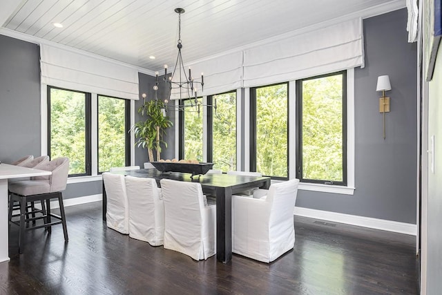 716 Split Rail Dr, Brentwood, TN 37027 - dining room with baseboards, crown molding, healthy amount of natural light, a chandelier, and dark wood-style flooring