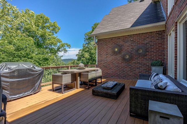 716 Split Rail Dr, Brentwood, TN 37027 - wooden deck featuring grilling area, outdoor dining area, and outdoor lounge area