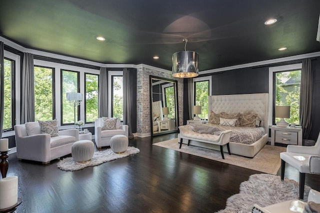 716 Split Rail Dr, Brentwood, TN 37027 - bedroom with multiple windows, wood finished floors, crown molding, and recessed lighting