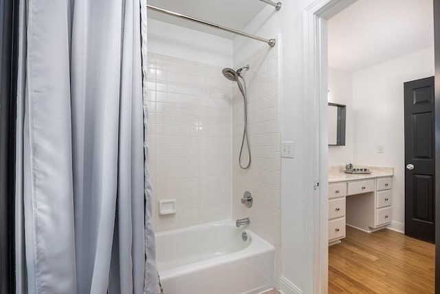 716 Split Rail Dr, Brentwood, TN 37027 - full bathroom with shower / bath combo with shower curtain, wood finished floors, vanity, and baseboards