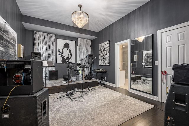716 Split Rail Dr, Brentwood, TN 37027 - office space with a chandelier, wood finished floors, and baseboards