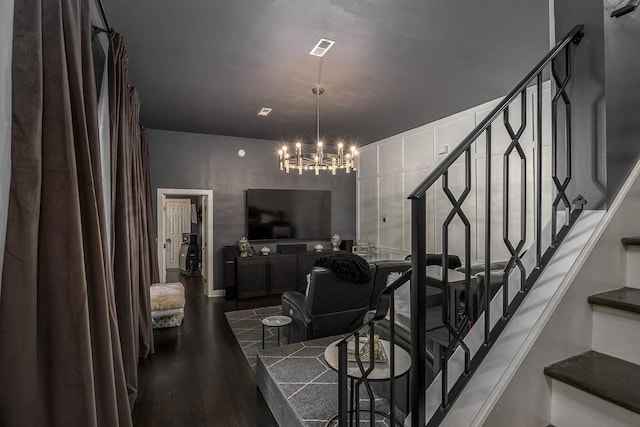 716 Split Rail Dr, Brentwood, TN 37027 - living area featuring a chandelier, stairs, and wood finished floors