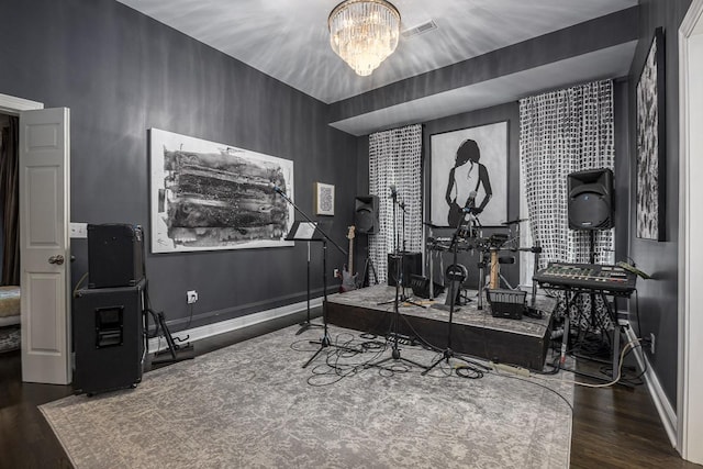 716 Split Rail Dr, Brentwood, TN 37027 - office space featuring wood finished floors, a chandelier, and baseboards