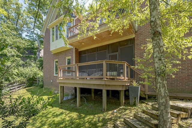 716 Split Rail Dr, Brentwood, TN 37027 - rear view of property with a balcony, brick siding, and a deck