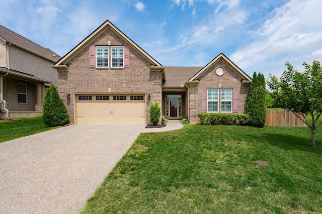 view of front of home featuring brick siding, concrete driveway, and an attached garage