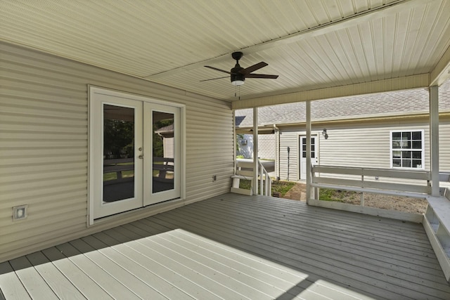 1405 W Lincoln St, Tullahoma, TN 37388 - wooden deck featuring french doors and a ceiling fan