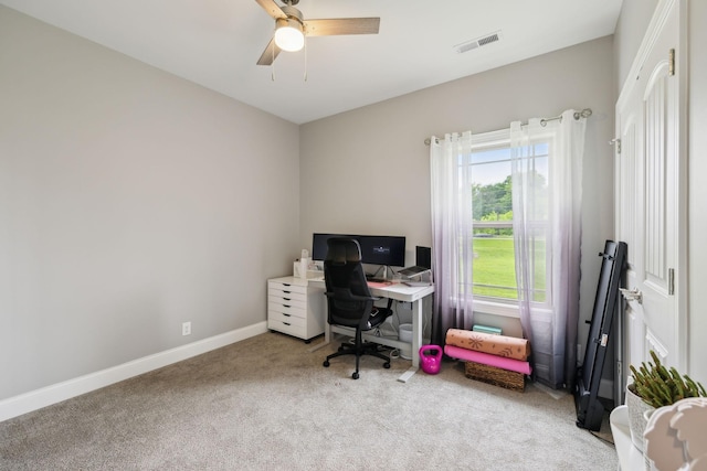 657 Josef Cir, Columbia, TN 38401 - carpeted home office featuring a ceiling fan and baseboards