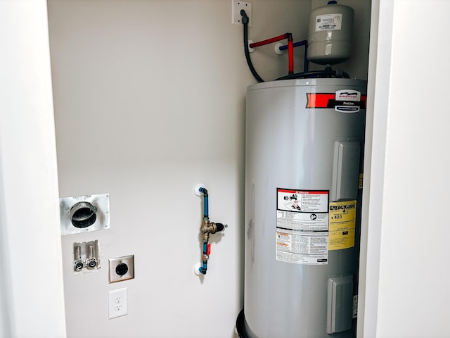 utility room with electric water heater