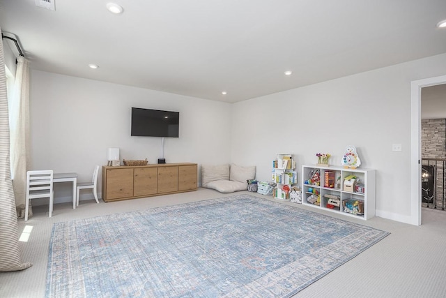 9016 Nestling Ridge Ct, College Grove, TN 37046 - recreation room with carpet, recessed lighting, and baseboards